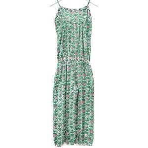 NWT ANOKHI Green Floral Print Sleeveless Tie Waist Jumpsuit sz L